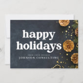 ハッピーホリデーモダンズスターズアンドゴールデンパインコーン 案内状 (正面)