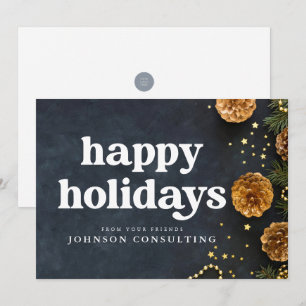 ハッピーホリデーモダンズスターズアンドゴールデンパインコーン 案内状