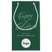 ハッピーホリデーモダンズビジネスロゴクリスマス スモールペーパーバッグ (裏面)