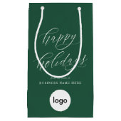 ハッピーホリデーモダンズビジネスロゴクリスマス スモールペーパーバッグ (正面)