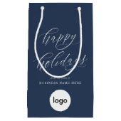ハッピーホリデーモダンズビジネスロゴクリスマス スモールペーパーバッグ (正面)