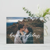 ハッピーホリデーモダンタイポグラフィフォトクリスマス シーズンカード (スタンド正面)