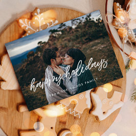 ハッピーホリデーモダンタイポグラフィフォトクリスマス シーズンカード