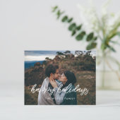 ハッピーホリデーモダンタイポグラフィ写真 ポストカード (スタンド正面)