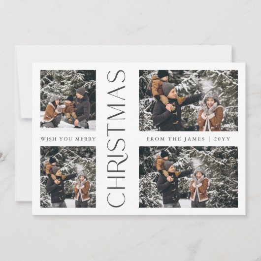 ハッピーホリデーモダンファミリーフォトクリスマスカード シーズンカード (正面)