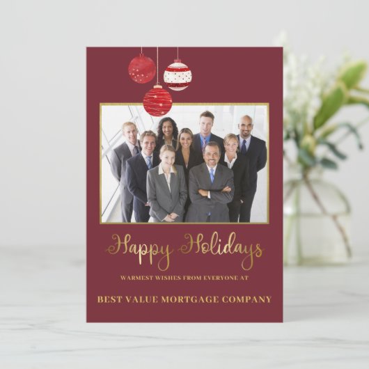 ハッピーホリデーモダンフォトウォーターカラービジネス シーズンカード (スタンド正面)