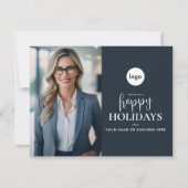 ハッピーホリデーモダンフォトビジネス シーズンカード (正面)