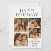 ハッピーホリデーモダンフォトホリエレガントデーカード 招待状 (正面)