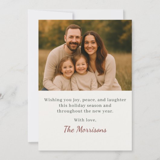 ハッピーホリデーモダンフォトホリエレガントデーカード 招待状 (裏面)