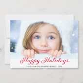 ハッピーホリデーモダンフォトレッドホリデーカード シーズンカード (正面)