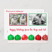 ハッピーホリデーモダンペット写真 ポストカード (正面/裏面)