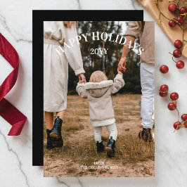 ハッピーホリデーモダンミニマリスト写真クリスマス シーズンカード