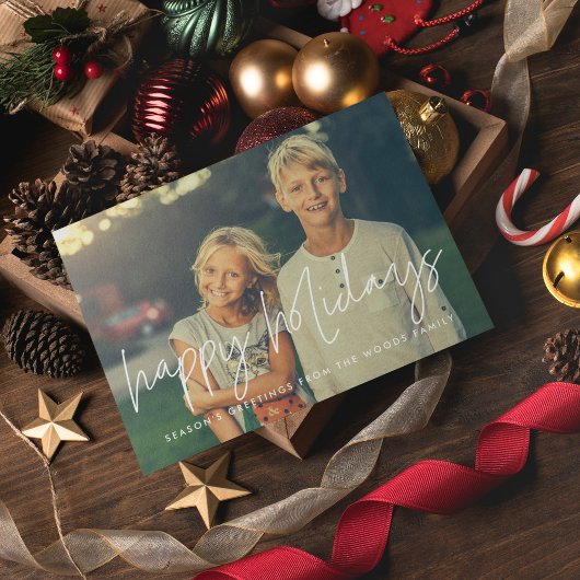 ハッピーホリデーモダンミニマル写真 シーズンカード