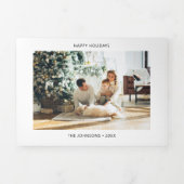 ハッピーホリデーモダンミニマル写真 三つ折りクリスマスカード (カバー)