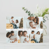 ハッピーホリデーモダンミニマル数々のフォトグリッド シーズンカード (スタンド正面)