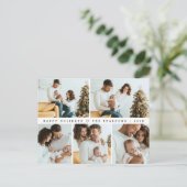 ハッピーホリデーモダンミニマル数々のフォトグリッド シーズンポストカード (スタンド正面)