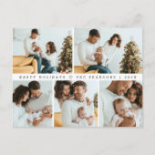 ハッピーホリデーモダンミニマル数々のフォトグリッド シーズンポストカード (正面)