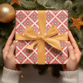 ハッピーホリデーモダンレッドはっきりしたフローラ ラッピングペーパー