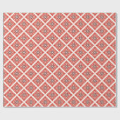 ハッピーホリデーモダンレッドはっきりしたフローラ ラッピングペーパー (フラット)