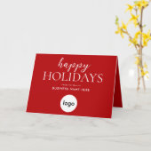 ハッピーホリデーモダンレッドクリスマスビジネス カード (黄色い花)