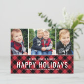 ハッピーホリデーモダンレッドバッファロープレイド写真 シーズンカード (スタンド正面)