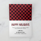 ハッピーホリデーモダンレッドバッファロープレイド写真 シーズンカード (内部)