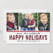 ハッピーホリデーモダンレッドバッファロープレイド写真 シーズンカード (正面)
