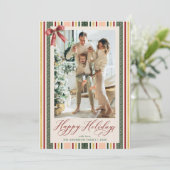 ハッピーホリデーモダンレトロストライプズBow写真 シーズンカード (スタンド正面)