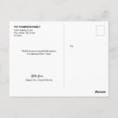 ハッピーホリデーモダン家族の写真黒い緑 ポストカード (裏面)