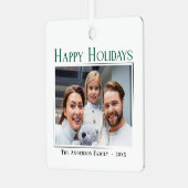ハッピーホリデーモダン家族スタイリッシュの写真ギフト メタルオーナメント (正面左)