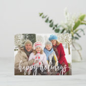 ハッピーホリデーモダン手書きスクリプトフォト シーズンカード (スタンド正面)