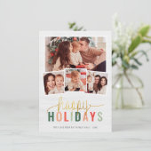 ハッピーホリデーモダン金ゴールドスクリプト4 Photo Collage シーズンカード (スタンド正面)