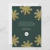 ハッピーホリデーモダン金ゴールドスノーフレークビジネス シーズンカード (裏面)