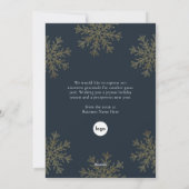 ハッピーホリデーモダン金ゴールドスノーフレークビジネス シーズンカード (裏面)