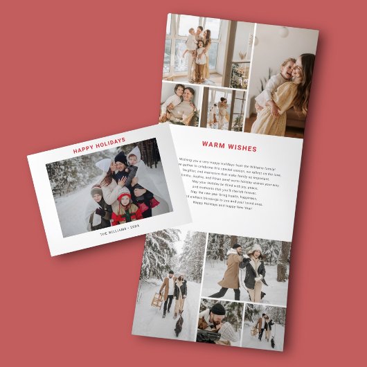 ハッピーホリデーモダン12写真 三つ折りクリスマスカード