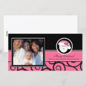 ハッピーホリデーユニークピンクサンタ写真 シーズンカード (正面/裏面)