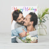 ハッピーホリデーレインボースクリプトLGBTカップルの写真 シーズンカード (スタンド正面)