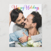 ハッピーホリデーレインボースクリプトLGBTQカップルの写真 ポストカード (正面)