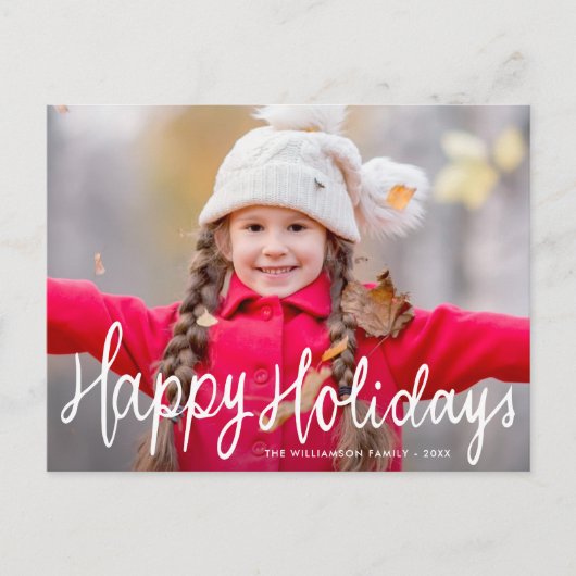 ハッピーホリデーレタリングクリスマスフォトカード ポストカード (正面)