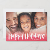 ハッピーホリデーレタリングピンククリスマスフォトカード シーズンカード (正面)