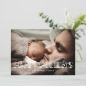 ハッピーホリデーレトロアートdecoスクリプトフォトカード シーズンカード (スタンド正面)