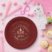 ハッピーホリデーロックダウン年金ゴールド赤 ペーパープレート (パーティー)