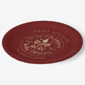 ハッピーホリデーロックダウン年金ゴールド赤 ペーパープレート (アングル)