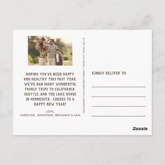 ハッピーホリデーヴィンテージキツネスレカスタムッド家族の写真 ポストカード (裏面)