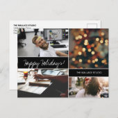 ハッピーホリデー企業のクリスマス写真コラージュ ポストカード (正面/裏面)