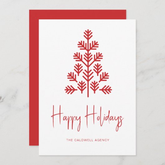 ハッピーホリデー企業のズビジネスレッドホリデーカード シーズンカード (正面/裏面)