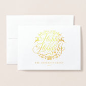 ハッピーホリデー企業のズビジネスロゴ金ゴールド 箔カード (封筒付き正面)