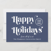 ハッピーホリデー企業ロゴ ブルーホリデーカード シーズンカード (正面)