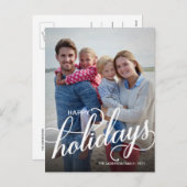 ハッピーホリデー写真と手書きオーバーレイ シーズンポストカード (正面/裏面)