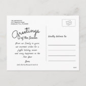 ハッピーホリデー写真と手書きオーバーレイ シーズンポストカード (裏面)